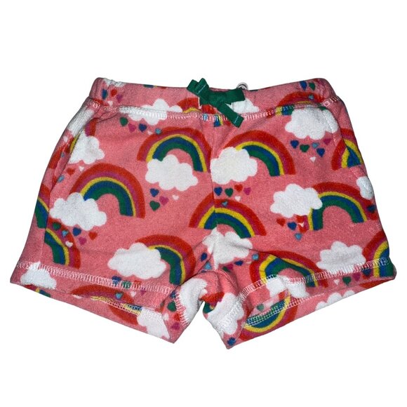 Mini Boden Girl's Shorts Pink Lemonade Rainbows Terry Pull On Size 3 Years NWT - Picture 1 of 5